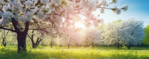 Foto op Plexiglas Blooming trees, a beautiful spring landscape. AI generated. ©  AKA-RA
