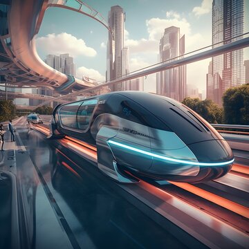 High speed train at station futuristic