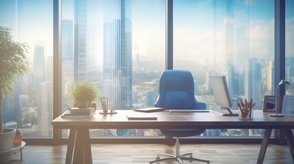 Fototapeta premium Businessman's office and desk. AI generated