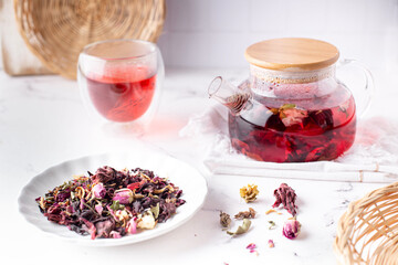 Herbal tea with hibiscus.