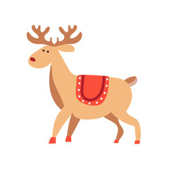 Cartoon Christmas reindeer on white. Vector illustration.