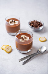 Coffee banana smoothie in a glass