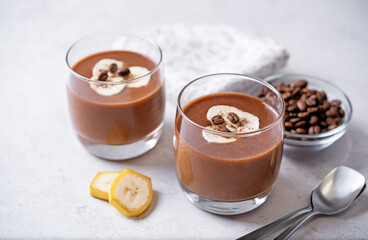 Coffee banana smoothie in a glass