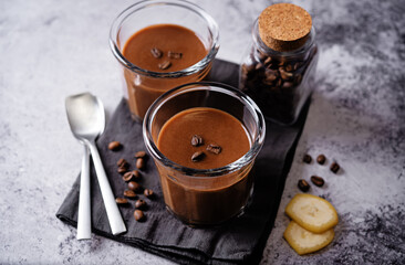 Coffee banana smoothie in a glass