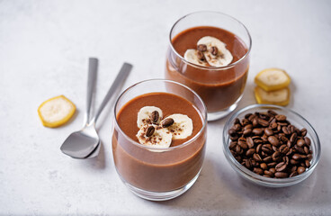 Coffee banana smoothie in a glass