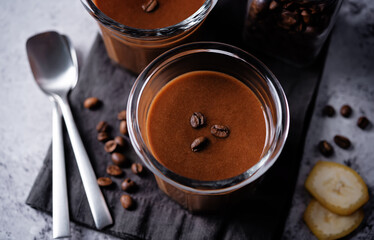 Coffee banana smoothie in a glass