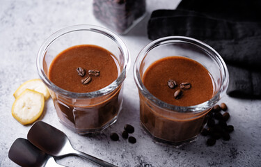 Coffee banana smoothie in a glass