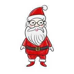 Santa Claus. Cartoon holiday character on white background.