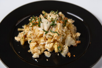 cod fillet salad with french fries