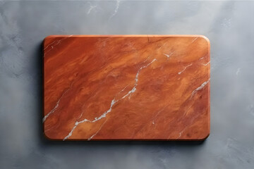 empty wooden cutting board on stone gray table, generative ai