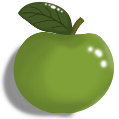 1 green apple has a shadow to use cute images.
