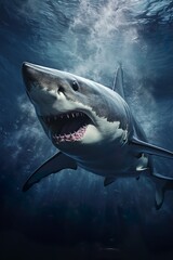 Fototapeta premium white shark swimming in the ocean | Generative AI