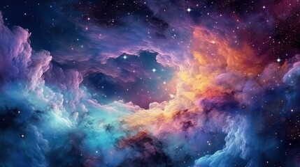 Fototapeta premium Colorfu space galaxy cloud nebula. Digital ai art