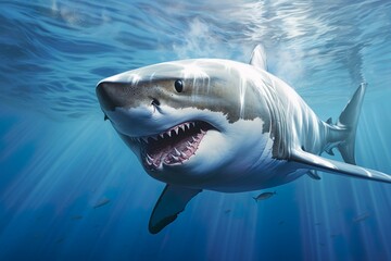 white shark swimming in the ocean | Generative AI