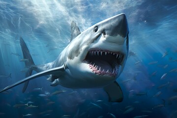 white shark swimming in the ocean | Generative AI