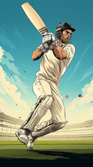Anime Cricketer, Batsman comemorando em campo durante uma partida