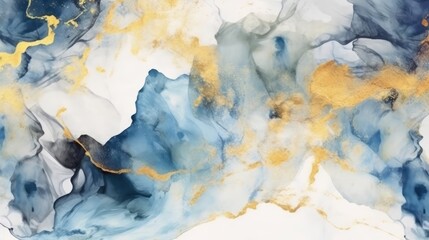 Abstract paint seamless repeat pattern alcohol ink with a golden blue color. Generative AI