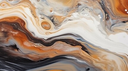 Colorful pastel swirl of black and brown marble, abstract background. Generative AI