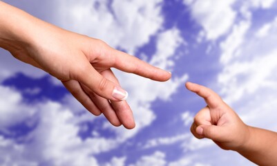 Faith, support concept, reaching hands of people