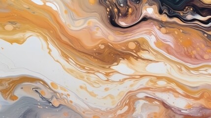 Colorful pastel swirl of brown and beige marble, abstract background. Generative AI