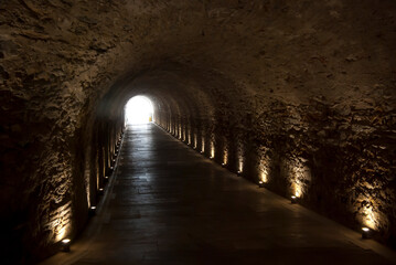 Athens, Greece / April 2025: Passageway at The Panathenaic stadium, Kallimarmaro