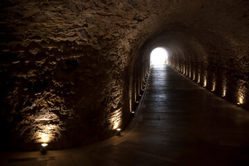 Athens, Greece / April 2025: Passageway at The Panathenaic stadium, Kallimarmaro