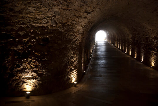 Athens, Greece / April 2025: Passageway at The Panathenaic stadium, Kallimarmaro