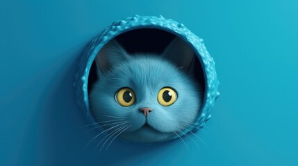 Cat peeking out of a hole. Created with Generative AI.	
