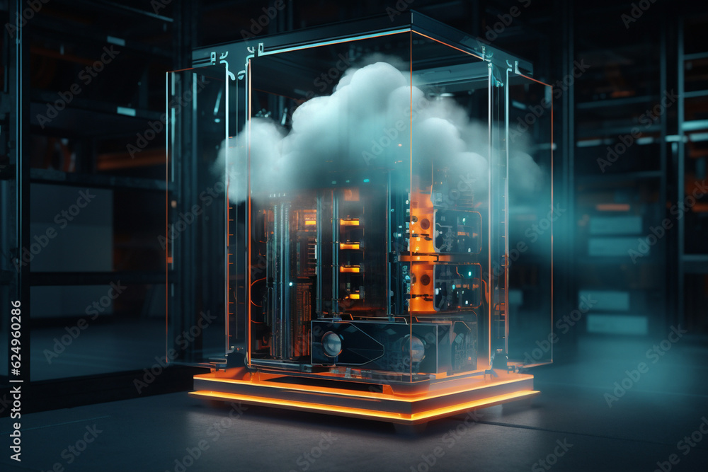 Poster cyber cloud screen security design illustration concept business social technology connect networkin