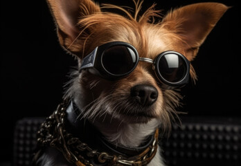 cute dog in punk rock style. Created with Generative AI.