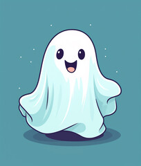 Cute and pretty ghost, cartoon illustration style