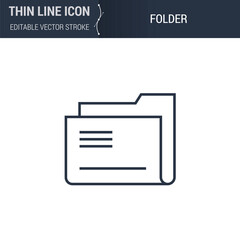 Folder Symbol Icon. Sleek Thin Line Business Icon. Stroke Pictogram Graphic for Web Design. High-Quality Outline Vector Symbol Concept. Premium Monoline Aesthetic. Simple and Elegant Logo Design.