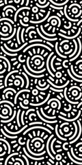 Seamless doodle geometric pattern. Abstract modern background with circles and curves. Hipster Memphis style.