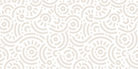 Seamless doodle geometric pattern. Abstract modern background with circles and curves. Hipster Memphis style.