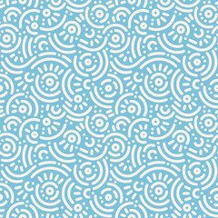 Seamless doodle geometric pattern. Abstract modern background with circles and curves. Hipster Memphis style.