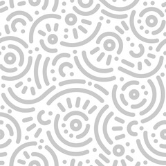 Seamless doodle geometric pattern. Abstract modern background with circles and curves. Hipster Memphis style.