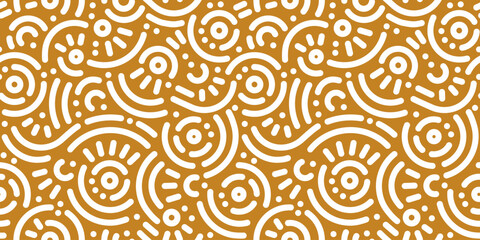 Seamless doodle geometric pattern. Abstract modern background with circles and curves. Hipster Memphis style.