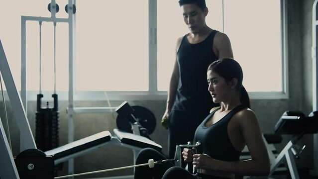 Fitness concept of 4k Resolution. The young man is lifting his weight with tremendous strength.