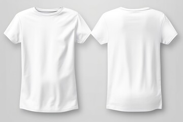 T-shirt mockup. White blank t-shirt front and back views. male clothes wearing clear attractive apparel tshirt models template | Generative AI