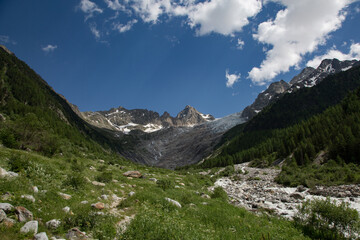 Fototapeta na wymiar Glacial Valley in Swiss Alps
