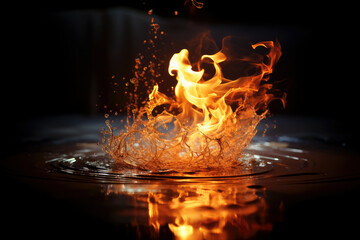 Close-up of a flame burning on petroleum