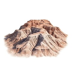 Dried mountain isolated on white background. Desert mountain abstract background. Cutout of dried red mountain of desert. Generative Ai.