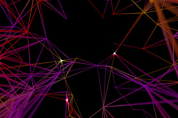 colorful red technology background with line and connected dot, 3d rendering