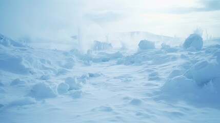 Fototapeta na wymiar Frozen Extraterrestrial: Ice Snow Alien Planet Landscape Captured on 35mm Film Generative AI