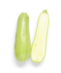 Fresh green zucchini on white background