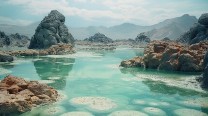 Obraz premium Water Alien Planet Landscape Captured in a Photograph Generative AI