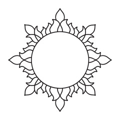 Frame in eastern tradition. Stylized with henna tattoos decorative pattern for decorating covers for book, notebook, casket, magazine, postcard and folder. Flower simple mandala in mehndi style. 