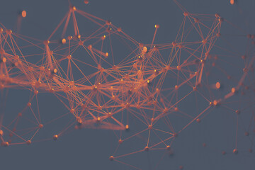 Science and technology concept background connected by lines like atomic fractal structure, 3d rendering