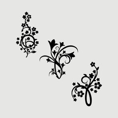 abstract floral design for print. floral design element in black and white