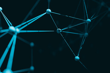 Science and technology concept background connected by lines like atomic fractal structure, 3d rendering